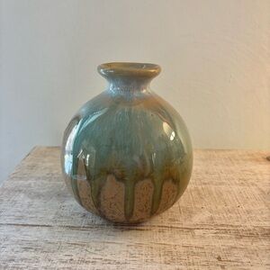Glazed Pottery Bud Vase Rustic Earth Tones